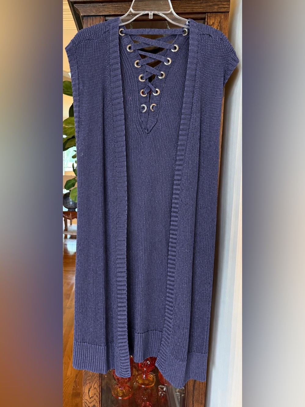 Chico’s Long Sweater Vest Blue L